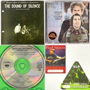 Paul Simon & Garfunkel Sound Silence Vtg Sheet Music + Concert Passes + 2 CD Lot